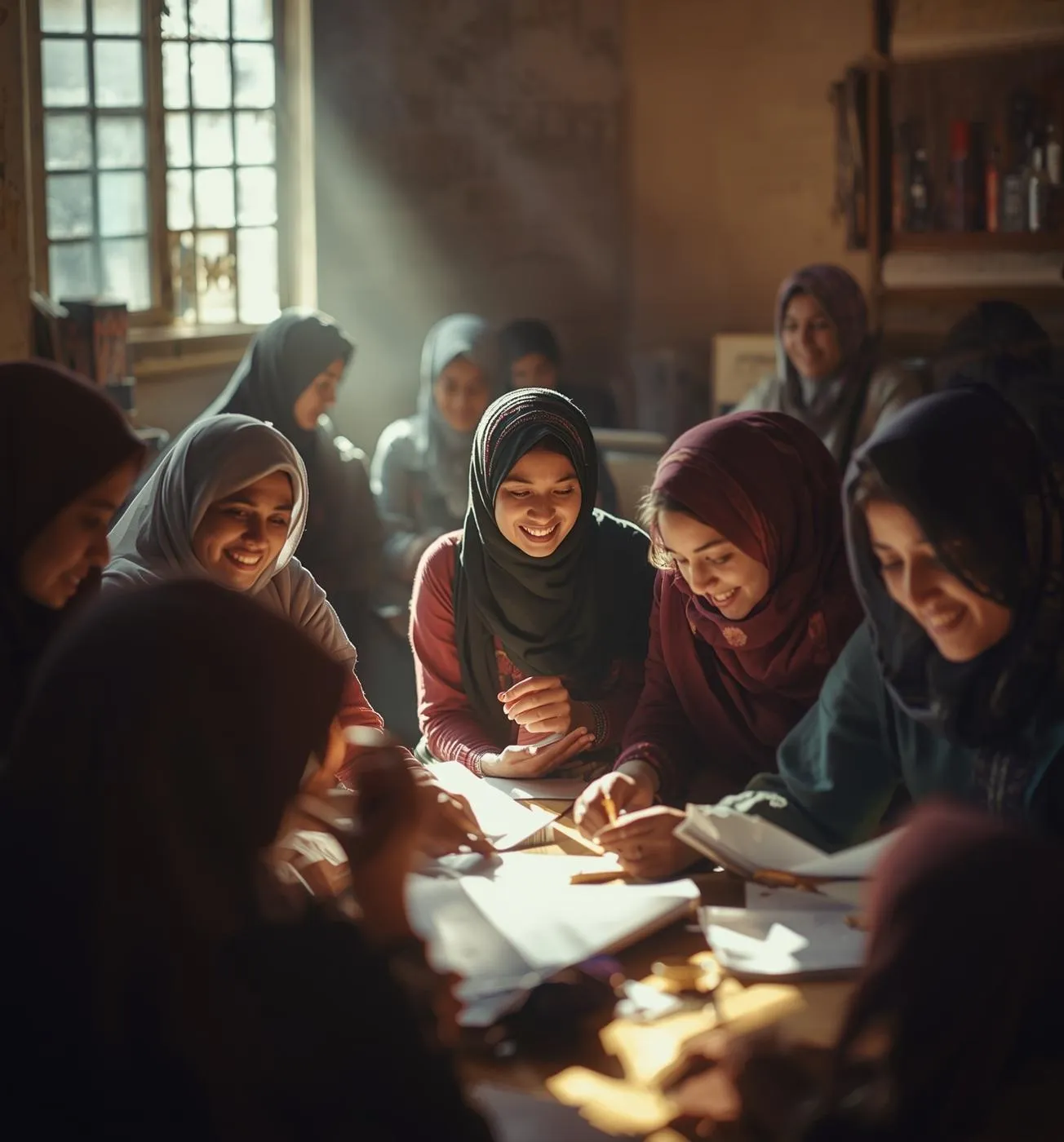 Students studying together